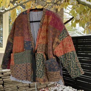 Unique Autumn/Winter 100% Cotton Quilted Jacket, M/L, multicolor